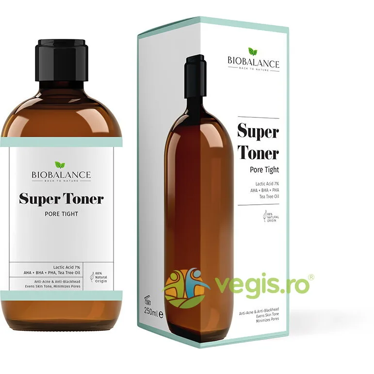 Super Toner Pore Tight Antiacneic si Uniformizant pentru Minimizarea Porilor Ten Mixt-Gras 250ml BIO BALANCE — preț și oferte