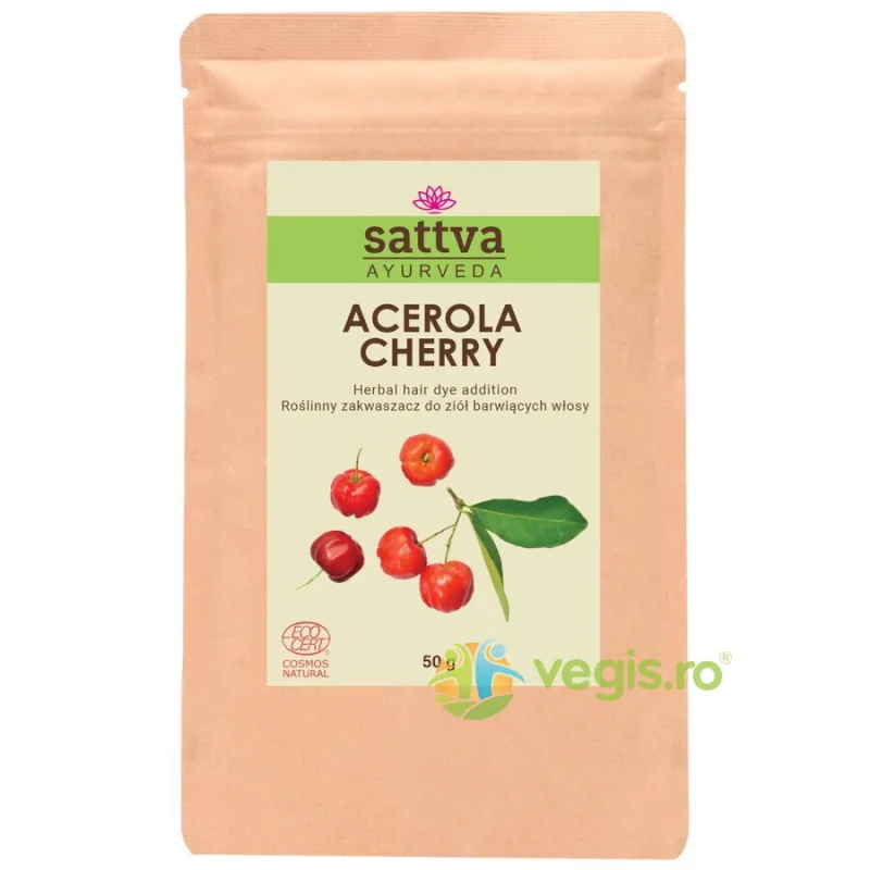Aditiv Natural Vopsea de Par Henna Rosie - Acerola Cherry 50g Sattva Ayurveda — preț și oferte