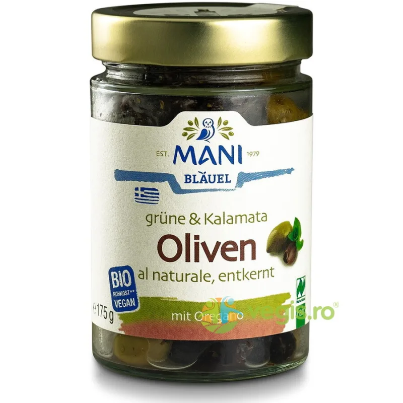 Mix de Masline Verzi Kalamata cu Oregano Ecologic/Bio 175g MANI — preț și oferte