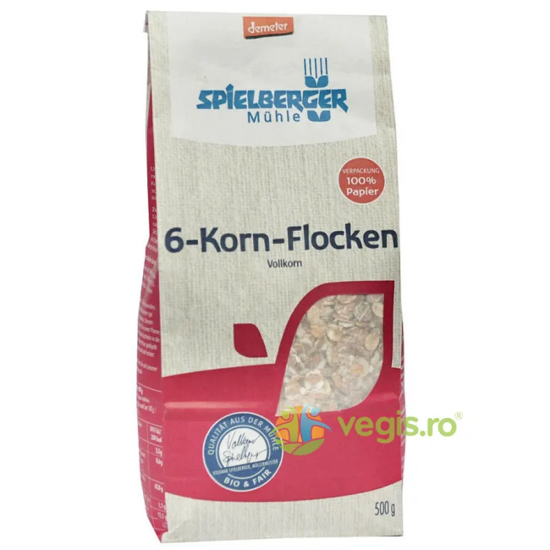 Fulgi din 6 Cereale Integrale Demeter Ecologice/Bio 500g SPIELBERGER — preț și oferte