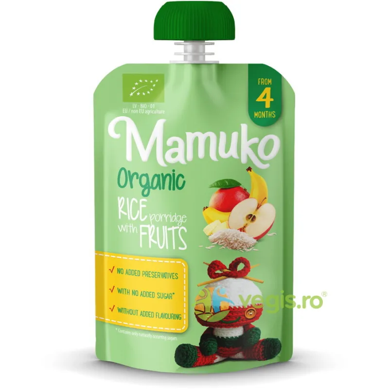 Porridge de Orez cu Fructe 4+ Luni Ecologic/Bio 100g MAMUKO — preț și oferte