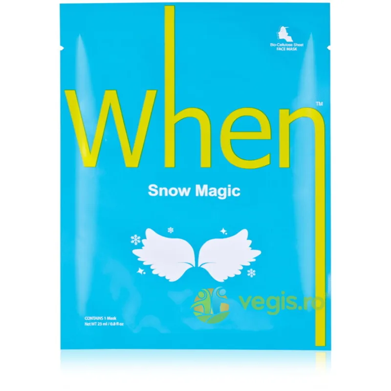 Masca Iluminatoare din Bioceluloza cu Niacinamida si Aloe Vera Snow Magic 23g WHEN — preț și oferte