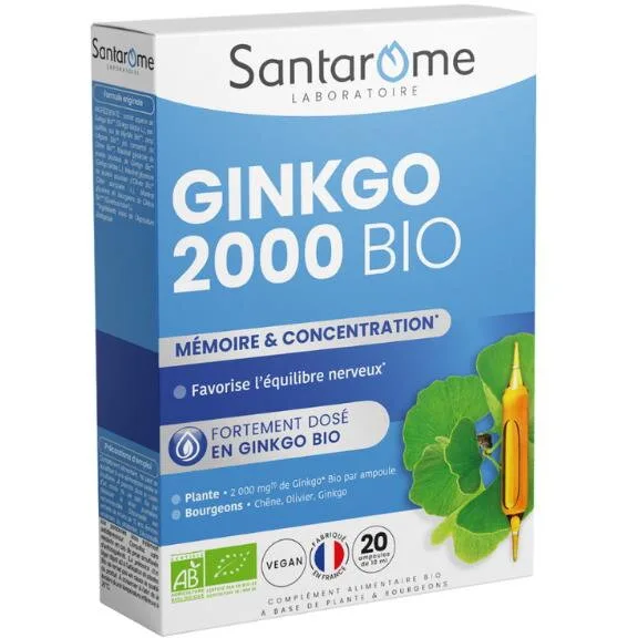 Ginkgo 2000  Ecologic/Bio 20 fiole SANTAROME — preț și oferte