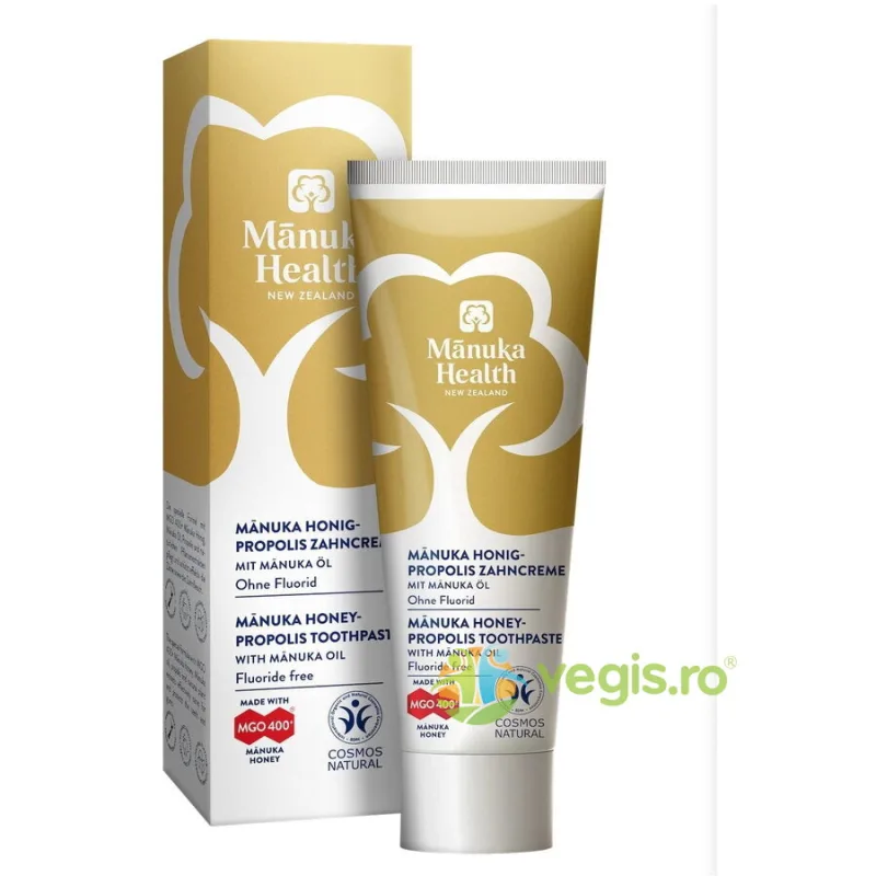 Pasta de Dinti cu Miere de Manuka MGO400+, Propolis si Ulei de Manuka fara Fluor 75ml MANUKA HEALTH — preț și oferte