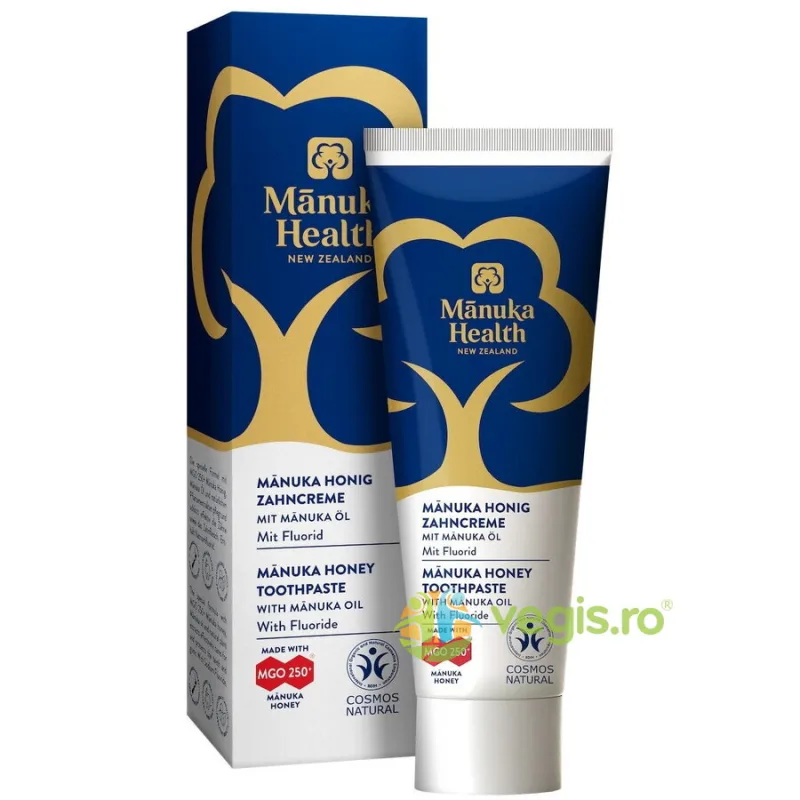 Pasta de Dinti cu Miere de Manuka 250+ si Ulei de Manuka cu Fluor 75ml MANUKA HEALTH — preț și oferte