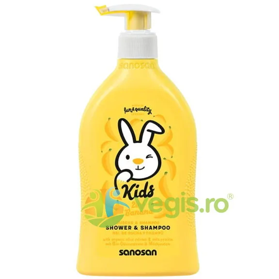 Gel de Dus si Sampon cu Pompita pentru Copii cu Aroma de Banane 400ml SANOSAN — preț și oferte