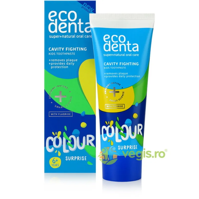 Pasta de Dinti Impotriva Cariilor pentru Copii 6+ Color Surprize 75ml ECODENTA — preț și oferte