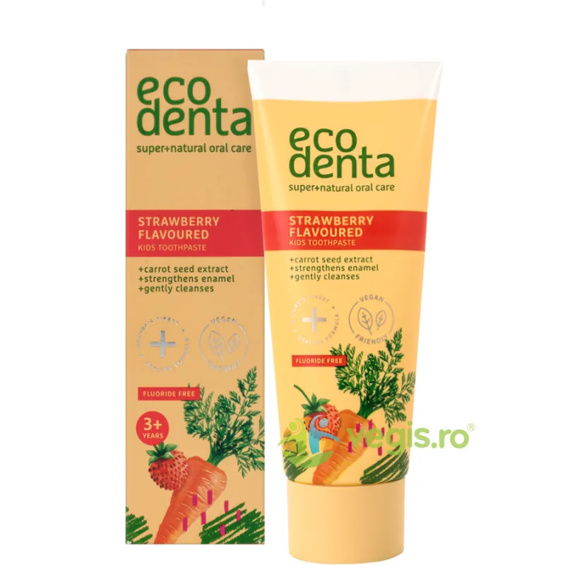 Pasta de Dinti pentru Copii cu Aroma de Capsuni si Morcov Ecologica/Bio 75ml ECODENTA — preț și oferte
