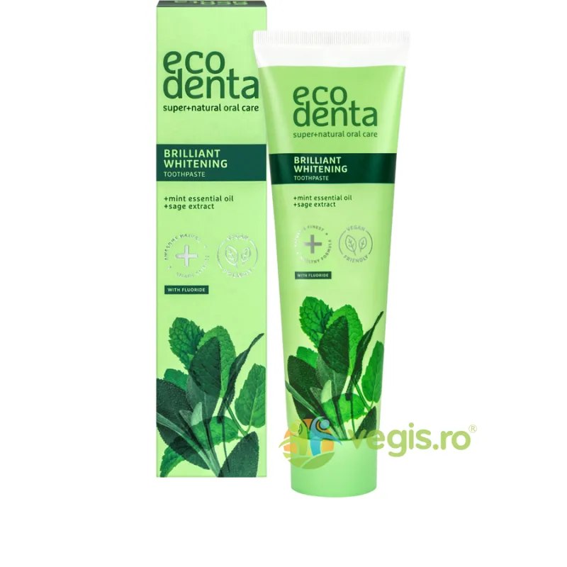 Pasta de Dinti pentru Albire cu Ulei de Menta, Extract de Salvie si Kalident 100ml ECODENTA — preț și oferte