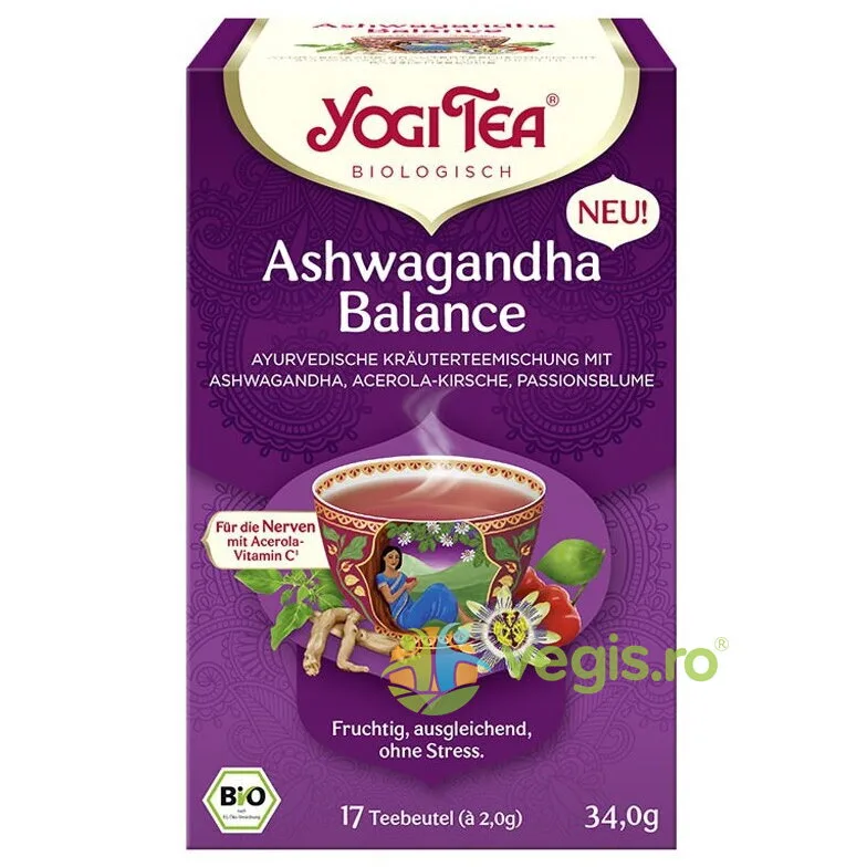 Ceai de Plante si Condimente Ashwagandha Balance Ecologic/Bio 17 pliculete YOGI TEA — preț și oferte