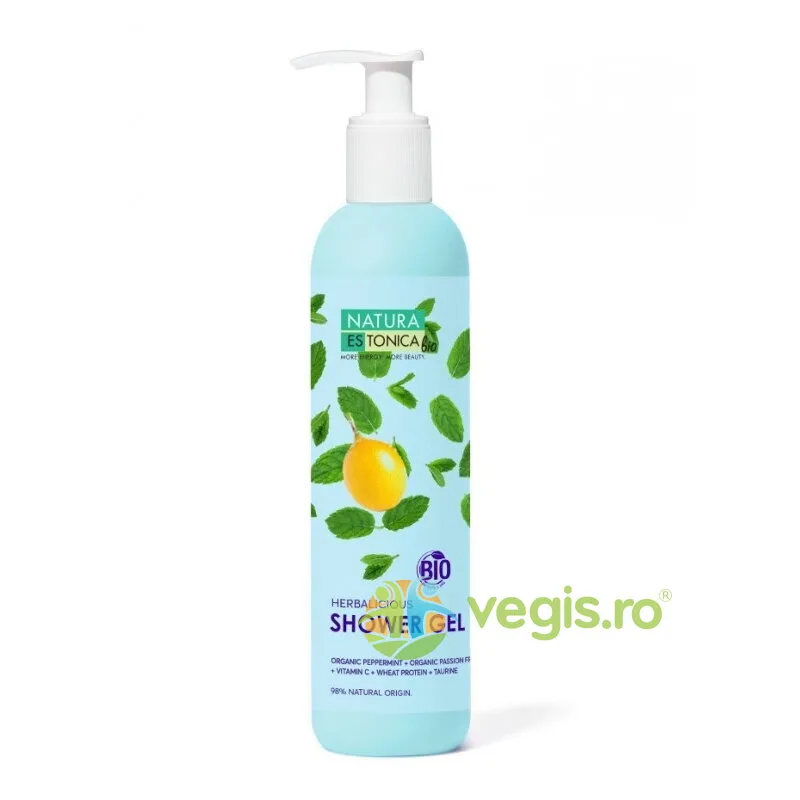 Gel de Dus Natural cu Menta si Fructul Pasiunii Herbalicious 400ml NATURA ESTONICA — preț și oferte