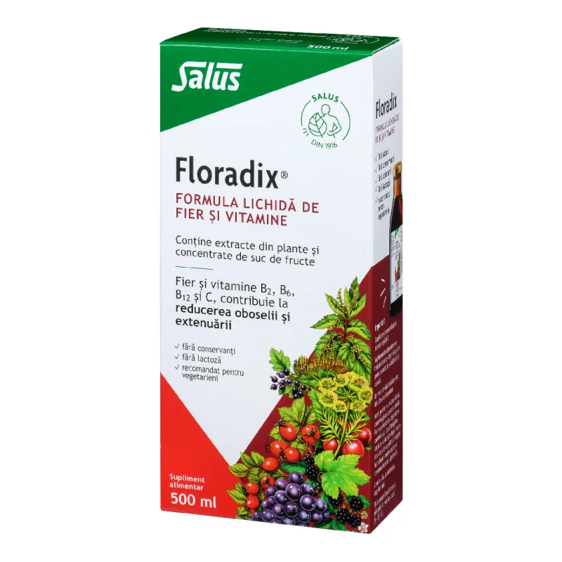 Formula lichida de fier si vitamine Floradix®, 500 ml, Salus — preț și oferte