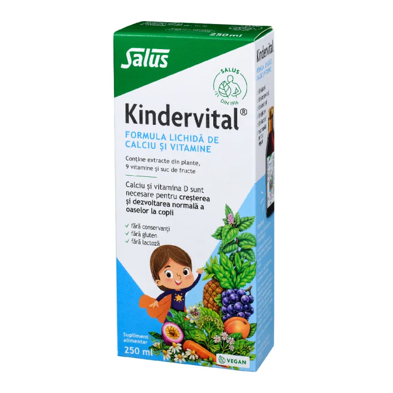 Formula lichida de calciu si vitamine Kindervital®, 250 ml, Salus — preț și oferte