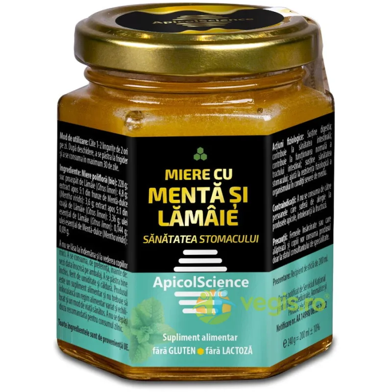 Miere cu Menta si Lamaie 200ml APICOLSCIENCE — preț și oferte