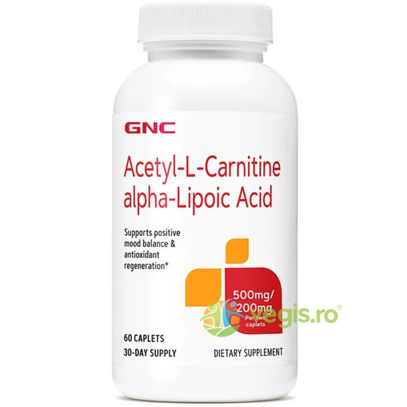 Acetyl L-Carnitine (Acetil L-Carnitina) 500mg si Alpha Lipoic Acid (Acid Alfa Lipoic) 200mg 60tb GNC — preț și oferte