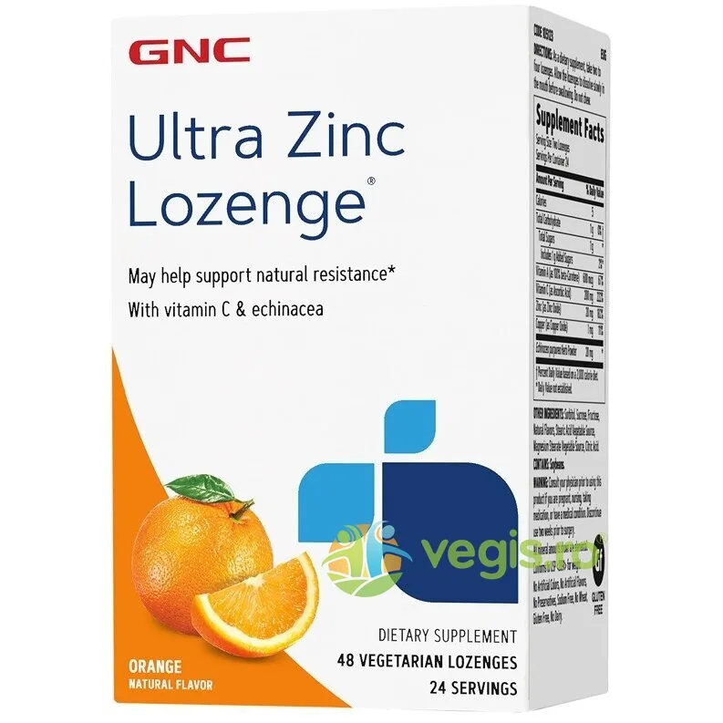 Zinc Dropsuri cu Aroma de Portocale (Ultra Zinc) 48buc GNC — preț și oferte