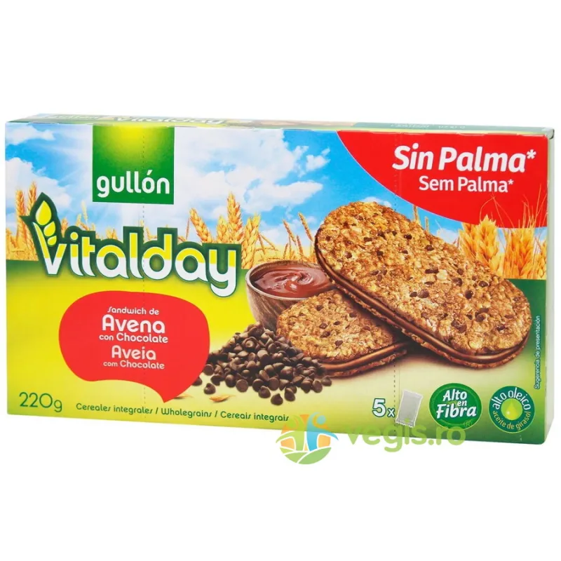 Biscuiti Sandwich din Ovaz cu Crema de Ciocolata 220g GULLON — preț și oferte