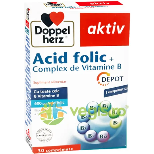Acid Folic + Complex Vitamina B Depot Aktiv 30tb DOPPELHERZ — preț și oferte