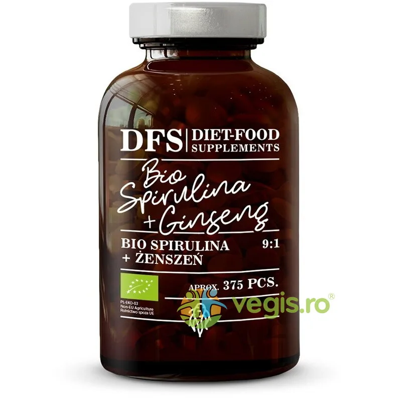Spirulina + Ginseng 400mg Ecologica/Bio 375cps DIET FOOD — preț și oferte