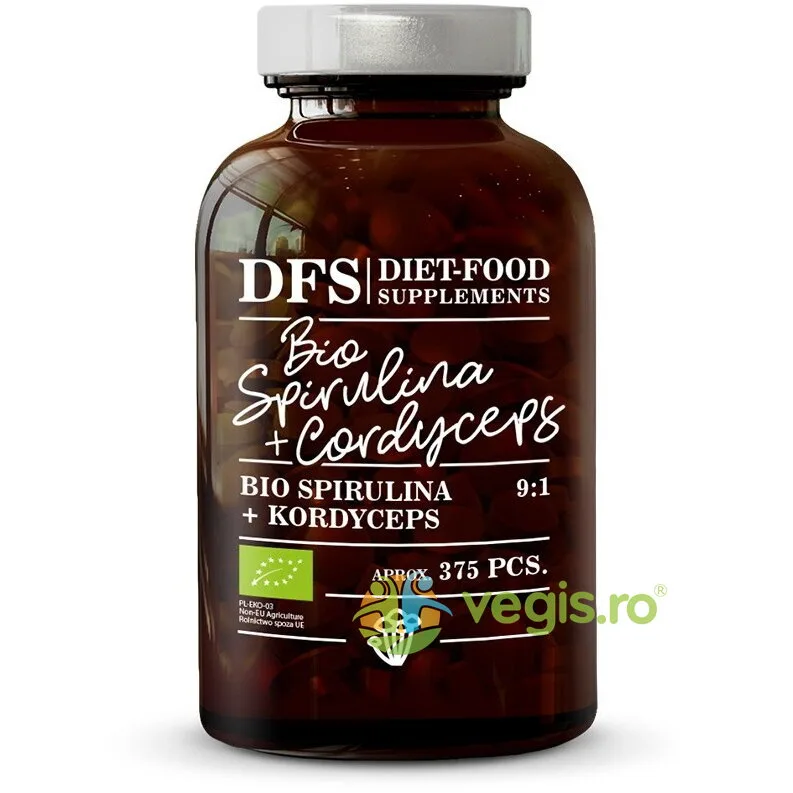 Spirulina + Cordyceps 400mg Ecologica/Bio 375cps DIET FOOD — preț și oferte