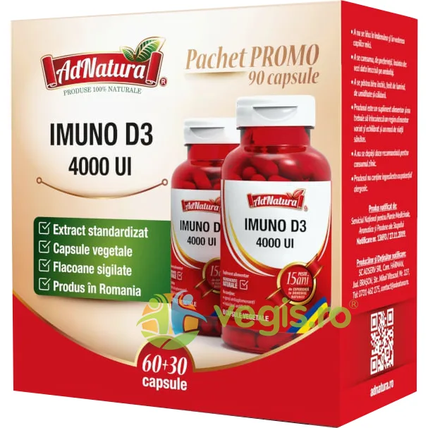 Imuno D3 4000ui 60cps+30cps ADNATURA — preț și oferte