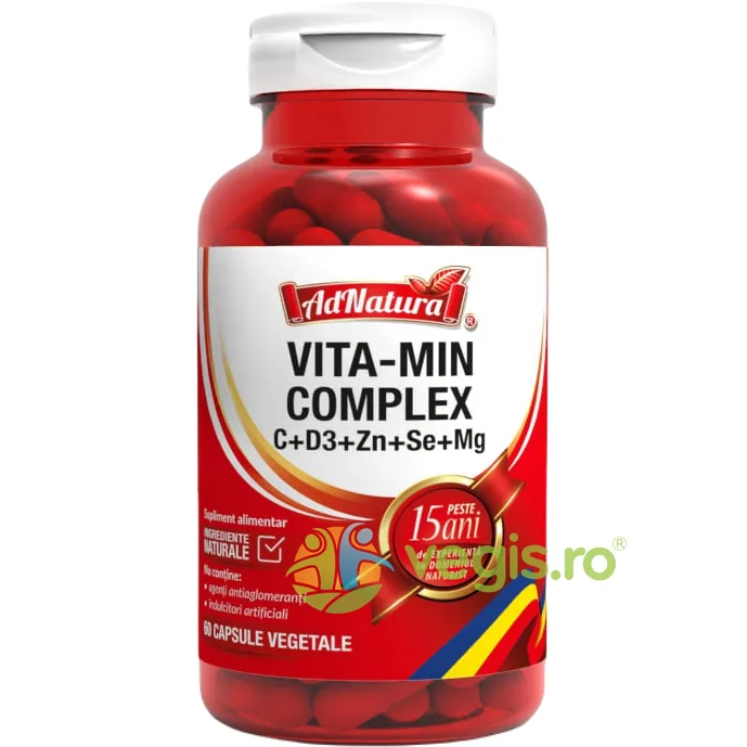 Vita-Min Complex C+D3+Zn+Se+Mg 60cps ADNATURA — preț și oferte