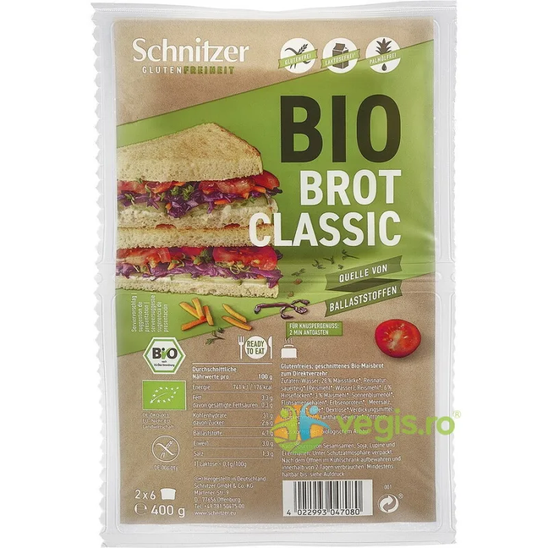 Paine Toast Clasica fara Gluten Ecologica/Bio 400g SCHNITZER — preț și oferte