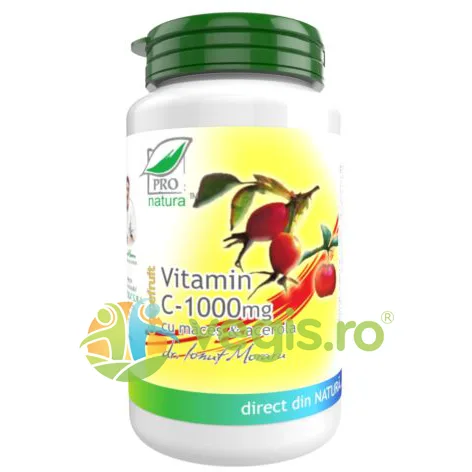 Vitamina C 1000mg cu Macese si Acerola (Aroma de Grapefruit) 60cpr Medica - Pro Natura — preț și oferte