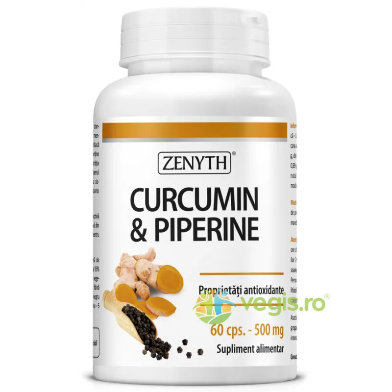 Curcumin & Piperine 500mg 60cps Zenyth — preț și oferte