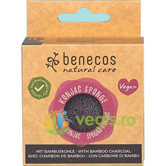 Burete din Konjac pentru Ten Gras si Acneic cu Carbune din Bambus 15g BENECOS — preț și oferte