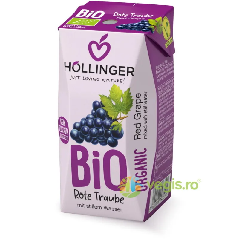 Suc de Struguri Rosii cu Pai fara Zahar Ecologic/Bio 200ml HOLLINGER — preț și oferte