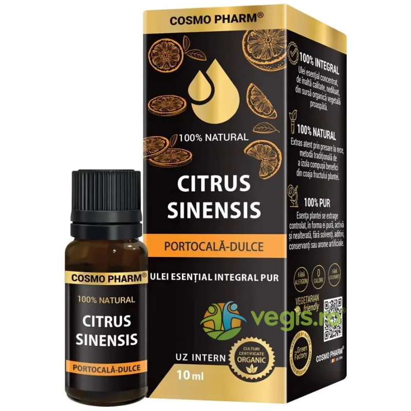 Ulei Esential Integral Pur de Portocala Dulce (Uz Intern) 10ml COSMO PHARM — preț și oferte