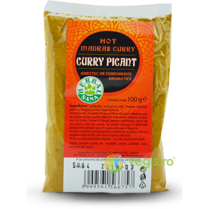 Curry Picant - Hot Madras 100g Herbavit — preț și oferte