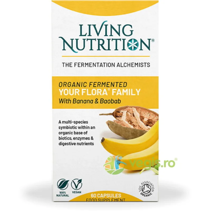 Probiotice Fermentate pentru Intreaga Familie 700mg Your Flora Family 60cps Living Nutrition — preț și oferte