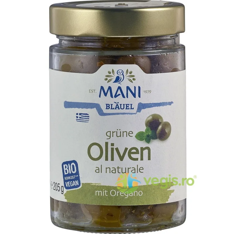 Masline Verzi cu Oregano in Ulei de Masline Ecologice/Bio 205g MANI — preț și oferte