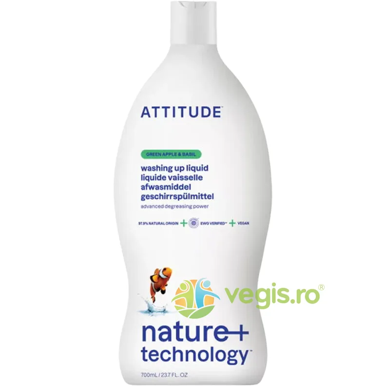 Lichid de Spalat Vase cu Mar Verde si Busuioc 700ml ATTITUDE — preț și oferte