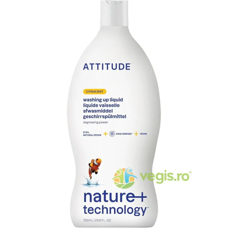 Lichid de Spalat Vase cu Coaja de Citrice 700ml ATTITUDE — preț și oferte