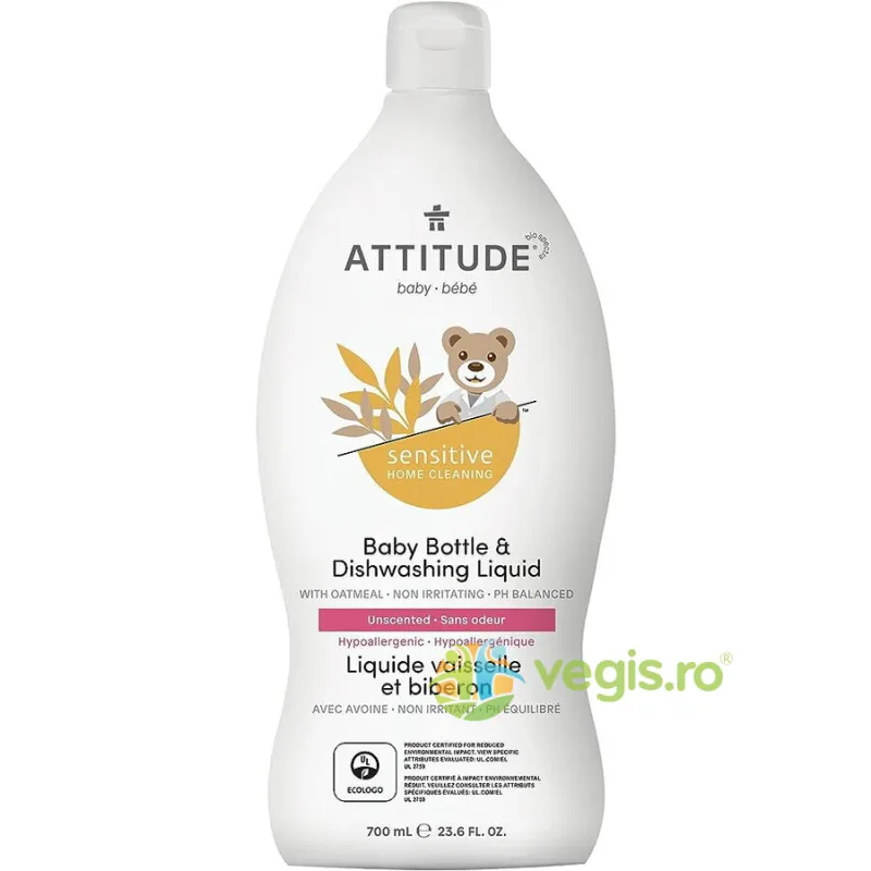 Lichid de Spalat Biberoane si Vase Sensitive Skin Baby Natural 700ml ATTITUDE — preț și oferte