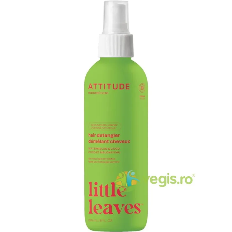 Spray Descalcire Par pentru Copii cu Pepene si Cocos Little Leaves 240ml ATTITUDE — preț și oferte