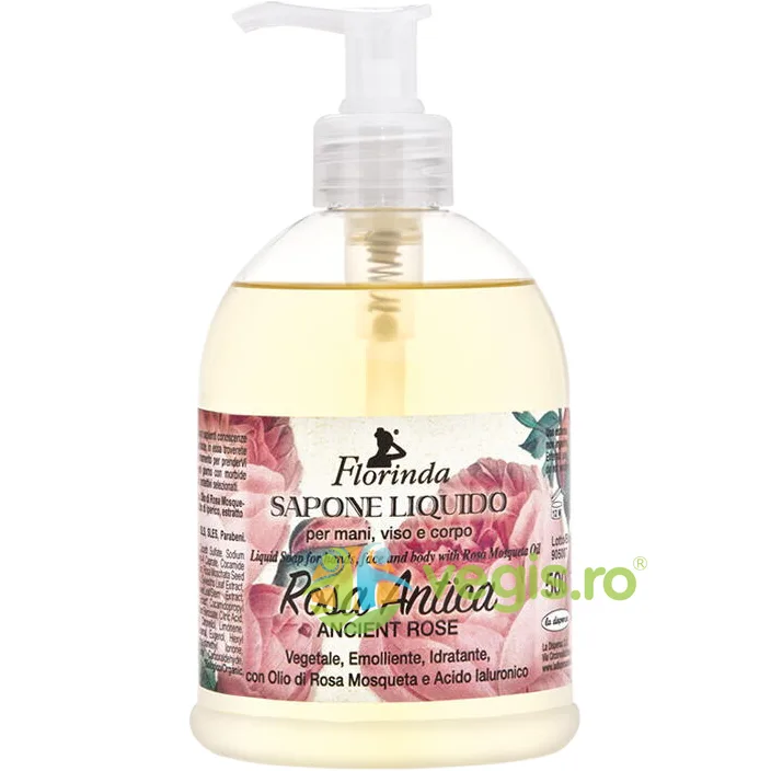 Sapun Lichid Vegetal Hidratant cu Parfum de Rosa Antica si Ulei de Jojoba Florinda 500ml LA DISPENSA — preț și oferte