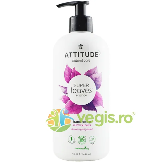 Sapun Lichid de Maini cu Funze de Ceai Alb Super Leaves 473ml ATTITUDE — preț și oferte