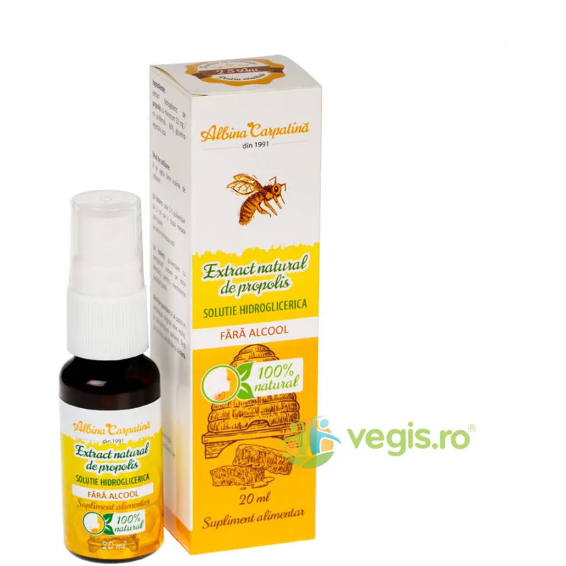 Extract Natural de Propolis Solutie Hidroglicerica Spray 20ml Albina Carpatina — preț și oferte