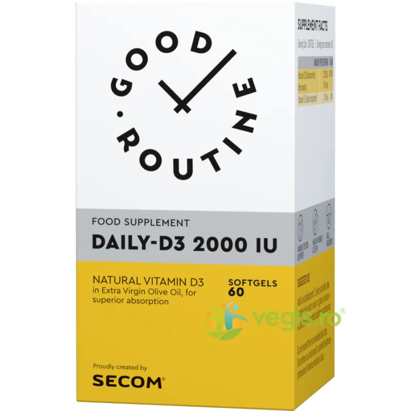 Vitamina D3 2000IU Daily 60cps moi Secom, GOOD ROUTINE — preț și oferte