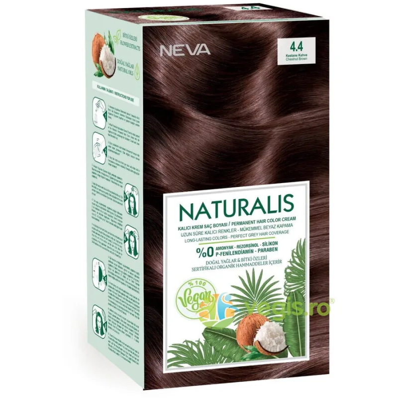 Vopsea de Par Vegana, fara Amoniac Saten Castaniu 4.4 Naturalis Neva 150ml — preț și oferte
