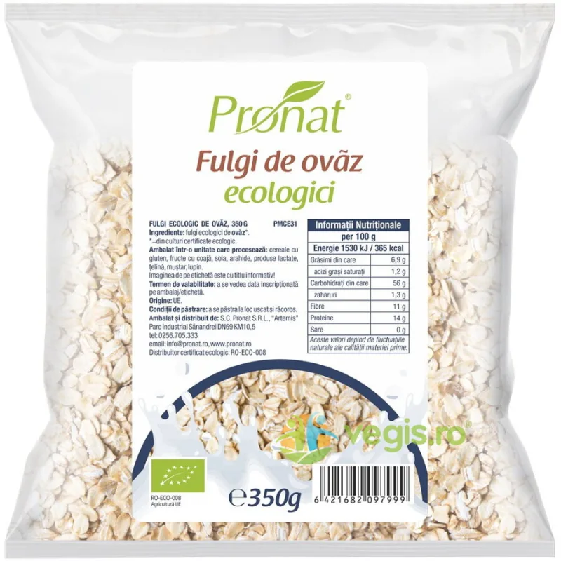 Fulgi de Ovaz Mari Ecologici/Bio 350g PRONAT — preț și oferte