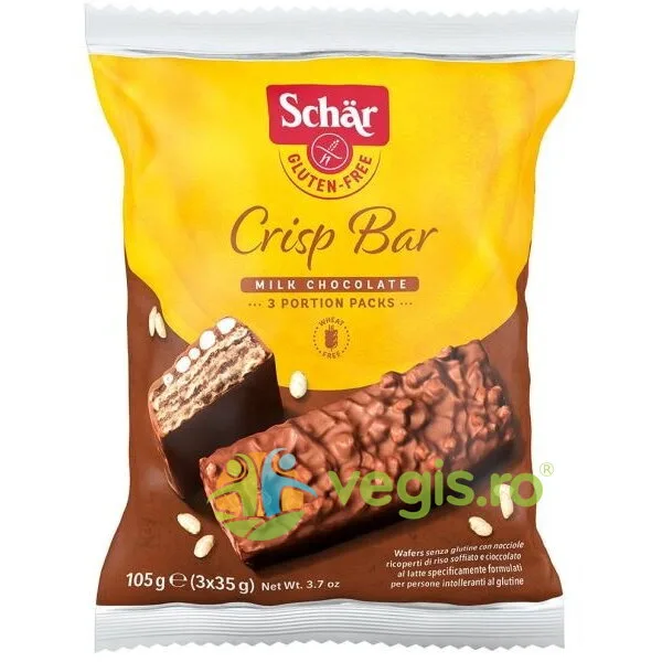 Napolitane Crocante cu Ciocolata cu Lapte si Alune fara Gluten Crisp Bar 105g SCHAR — preț și oferte