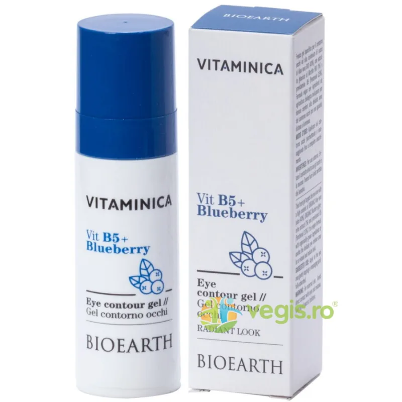Gel Contur Ochi cu B5, Afine si Acid Hialuronic Vitaminica 30ml Bioearth — preț și oferte