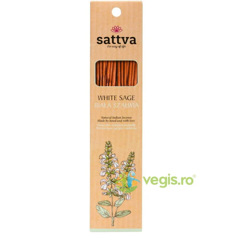 Betisoare Parfumate White Sage 30g (15buc) Sattva Ayurveda — preț și oferte