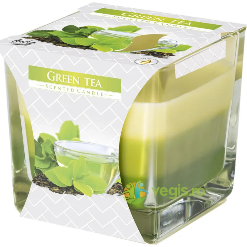 Lumanare Parfumata in Pahar Trei Culori cu Aroma Ceai Verde BISPOL — preț și oferte