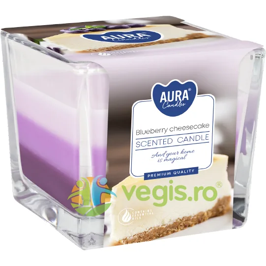 Lumanare Parfumata in Pahar Trei Culori cu Aroma de Cheesecake si Afine BISPOL — preț și oferte